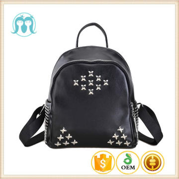 2017 mode trend niet mädchen rucksack PU schwarz coole reisen dame und kinder hangbags